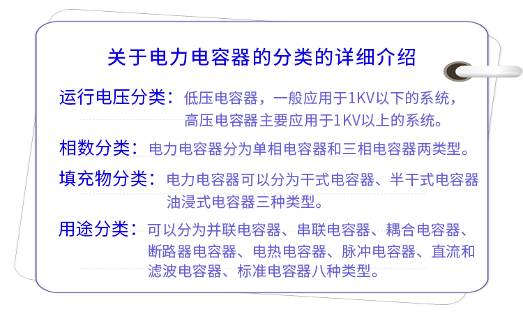 關于電力電容器的分類的詳細介紹 關于電力電容器的分類的詳細介紹